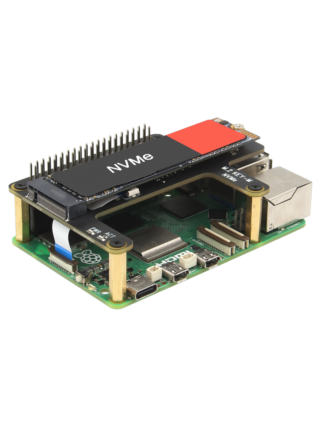 X1015 Top-Mounted PCIe to NVMe SSD Expansion Shield for Raspberry Pi 5