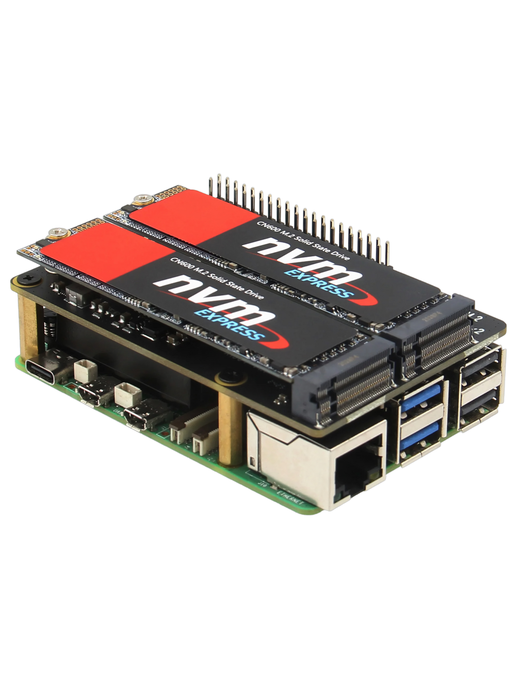 X1004 Top-Mounted Dual 2280 NVMe SSD Shield for Raspberry Pi 5