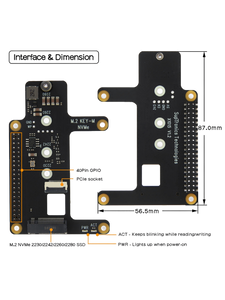 X1015 Top-Mounted PCIe to NVMe SSD Expansion Shield for Raspberry Pi 5