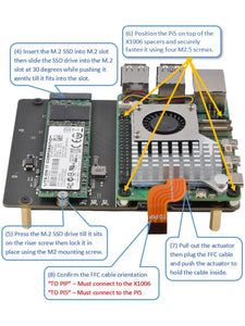 X1006 PCIe to SATA/M.2 SSD Shield for Raspberry Pi 5